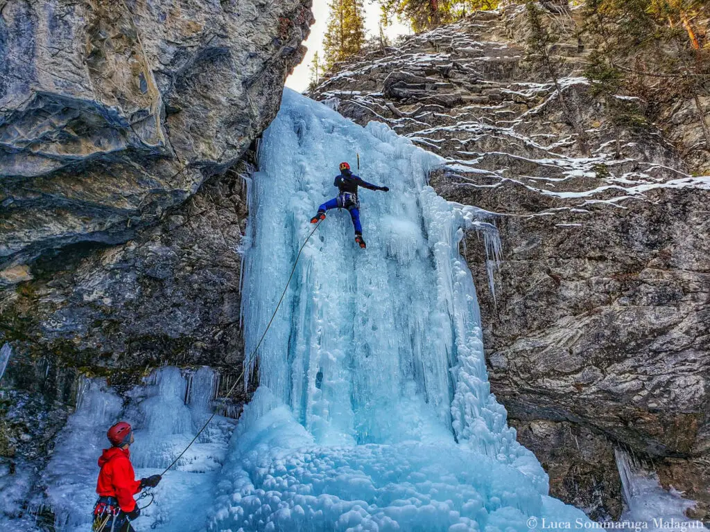 Ice climbing in Canada. 